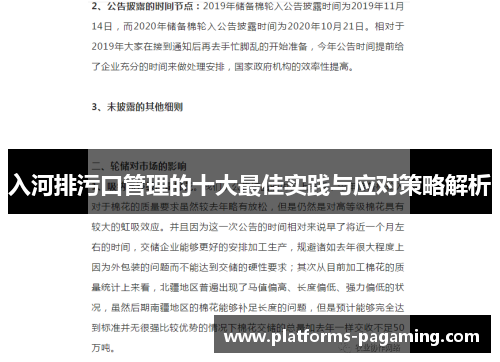 入河排污口管理的十大最佳实践与应对策略解析